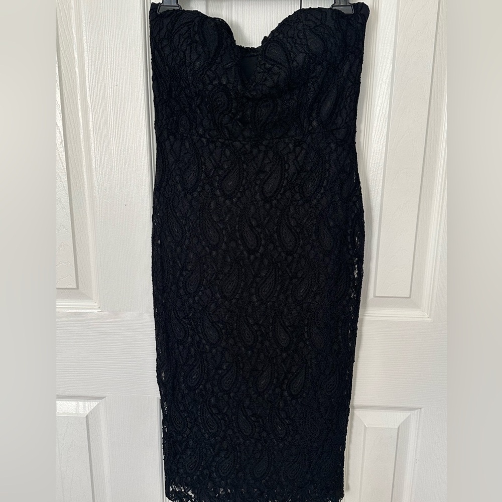 Brat Star Black Strapless Sheath Dress